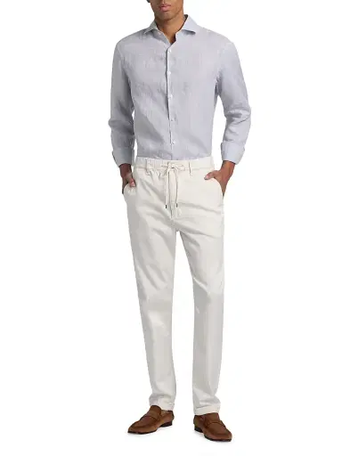 Canali Men's Linen Button-Front Shirt - Light Grey - Size XL | Thumbnail 2 Canali Men's Linen Button-Front Shirt - Light Grey - Size XL | Thumbnail 2