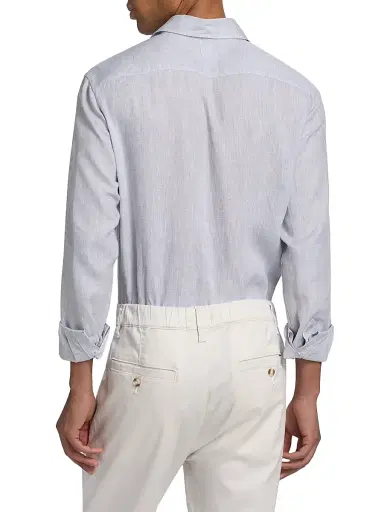 Canali Men's Linen Button-Front Shirt - Light Grey - Size XL | Thumbnail 5 Canali Men's Linen Button-Front Shirt - Light Grey - Size XL | Thumbnail 5