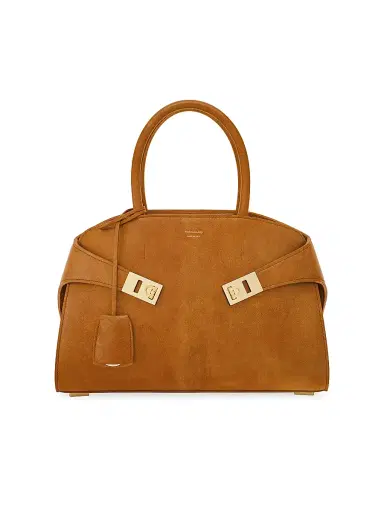 Ferragamo Women's Hug Suede Gancini Buckle Bag - Naturale | Thumbnail 1