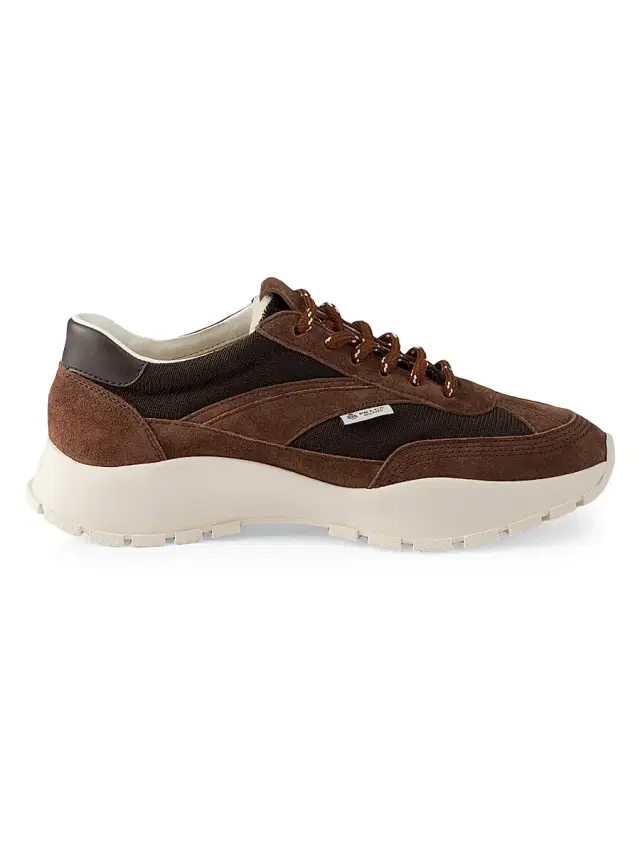 Prada Women's Mesh Fabric and Suede Sneakers - Brown