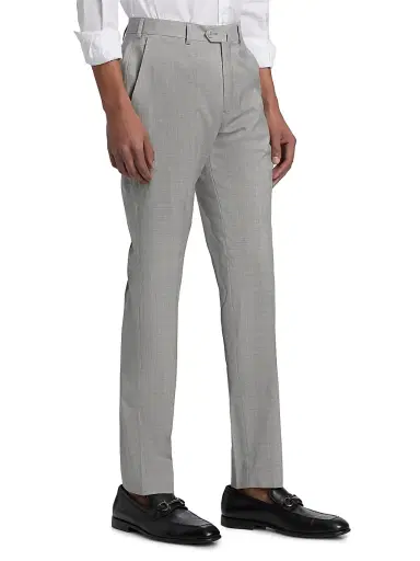 Emporio Armani Men's Tropical Virgin Wool Flat-Front Trousers - Light Grey Melange - Size 38 | Thumbnail 4
