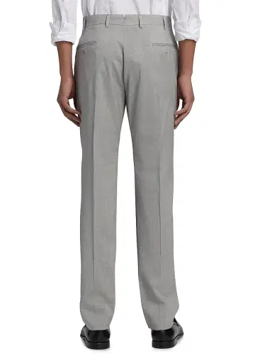 Emporio Armani Men's Tropical Virgin Wool Flat-Front Trousers - Light Grey Melange - Size 38 | Thumbnail 5