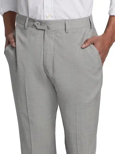 Emporio Armani Men's Tropical Virgin Wool Flat-Front Trousers - Light Grey Melange - Size 38 | Thumbnail 6