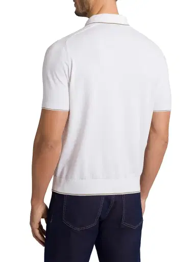 Stefano Ricci Men's Textured Silk-Cotton Quarter-Zip Polo Shirt - White - Size 46 | Thumbnail 3