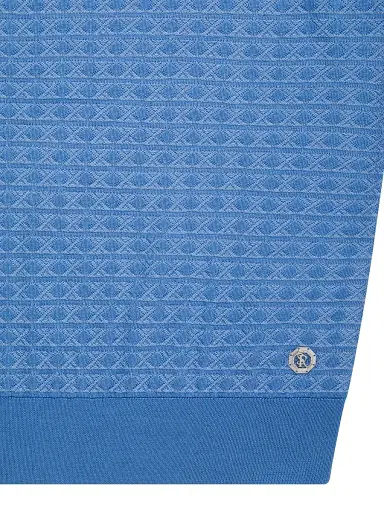 Stefano Ricci Men's Geometric Textured Silk-Cotton Quarter-Zip Polo Shirt - Light Blue - Size 46 | Thumbnail 7 Stefano Ricci Men's Geometric Textured Silk-Cotton Quarter-Zip Polo Shirt - Light Blue - Size 46 | Thumbnail 7