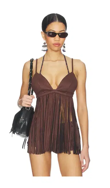 MORE TO COME Moriah Fringe Faux Suede Top | Thumbnail 1