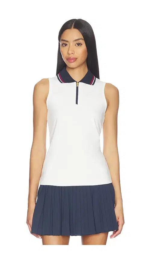 Gold Hinge Zipper Polo Tank Top