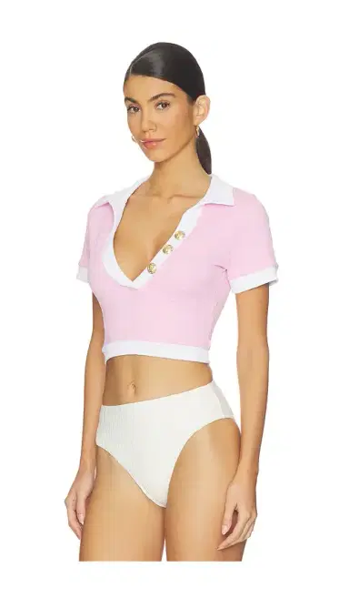 L'AGENCE Cropped Polo Rashguard | Thumbnail 2
