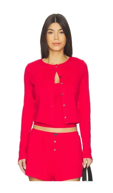 Lunya Pointelle Crew Neck Cardigan | Thumbnail 1