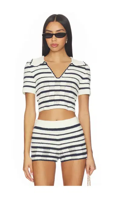 My Beachy Side Vera Hand-crocheted Polo Top | Thumbnail 1