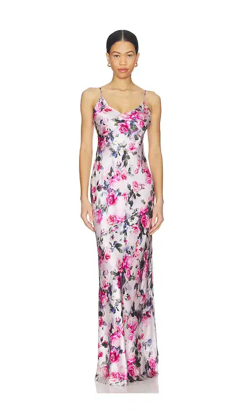 L'AGENCE Serita Maxi V Neck Bias Dress