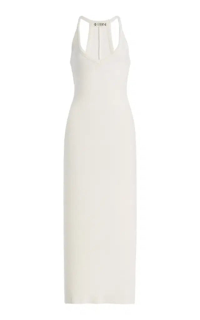 Éterne Ribbed Jersey Halter Maxi Dress