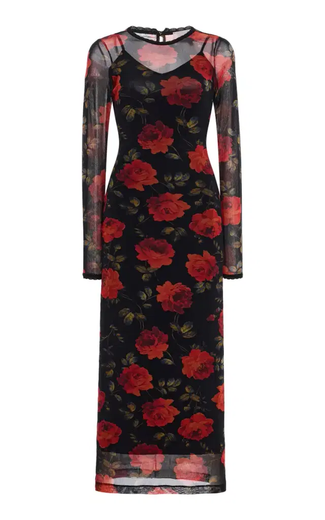 Floral Mesh Maxi Dress
