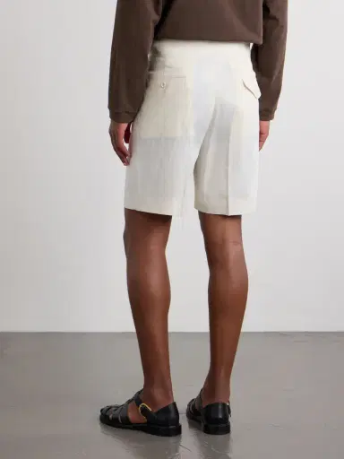 Ralph Lauren Purple Label Straight-Leg Pleated Linen Shorts - Men | Thumbnail 4