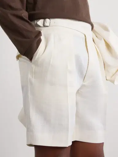 Ralph Lauren Purple Label Straight-Leg Pleated Linen Shorts - Men | Thumbnail 5