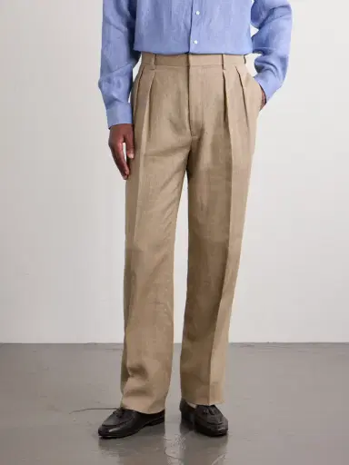 Ralph Lauren Purple Label Straight-Leg Pleated Linen, Cotton and Silk-Blend Suit Trousers - Men | Thumbnail 3 Ralph Lauren Purple Label Straight-Leg Pleated Linen, Cotton and Silk-Blend Suit Trousers - Men | Thumbnail 3