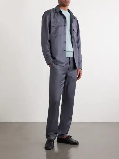 Canali Straight-Leg Wool and Linen-Blend Twill Suit Trousers - Men | Thumbnail 2