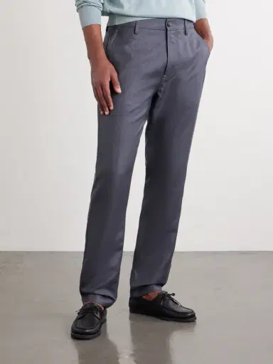 Canali Straight-Leg Wool and Linen-Blend Twill Suit Trousers - Men | Thumbnail 3