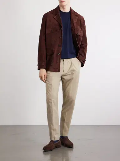 Paul Smith Straight-Leg Pleated Organic Cotton-Twill Trousers - Men | Thumbnail 2 Paul Smith Straight-Leg Pleated Organic Cotton-Twill Trousers - Men | Thumbnail 2