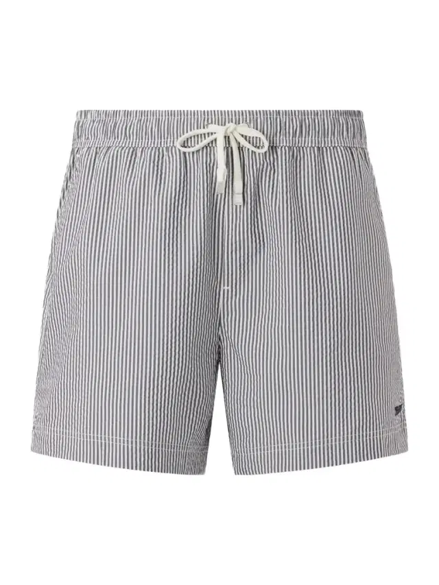 Zegna Straight-Leg Mid-Length Striped Seersucker Swim Shorts - Men