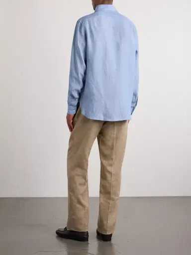 Ralph Lauren Purple Label Camp-Collar Linen-Chambray Shirt - Men | Thumbnail 4