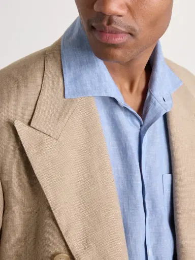 Ralph Lauren Purple Label Camp-Collar Linen-Chambray Shirt - Men | Thumbnail 5