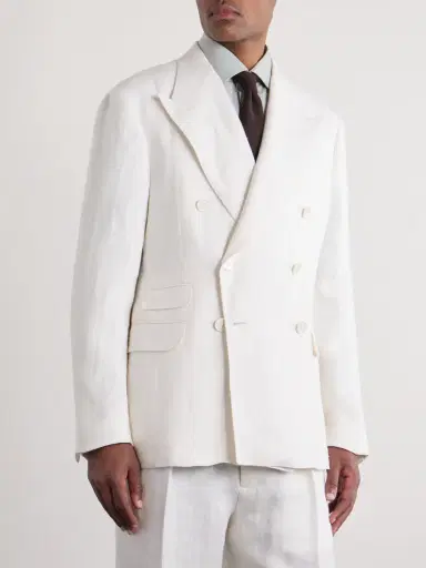 Ralph Lauren Purple Label Double-Breasted Herringbone Linen Suit Jacket - Men | Thumbnail 3 Ralph Lauren Purple Label Double-Breasted Herringbone Linen Suit Jacket - Men | Thumbnail 3