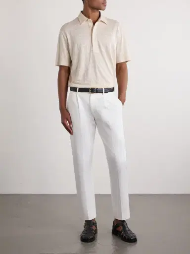 Ralph Lauren Purple Label Logo-Embroidered Linen-Jersey Polo Shirt - Men | Thumbnail 2 Ralph Lauren Purple Label Logo-Embroidered Linen-Jersey Polo Shirt - Men | Thumbnail 2