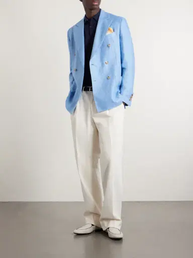 De Petrillo Double-Breasted Linen Blazer - Men | Thumbnail 2 De Petrillo Double-Breasted Linen Blazer - Men | Thumbnail 2