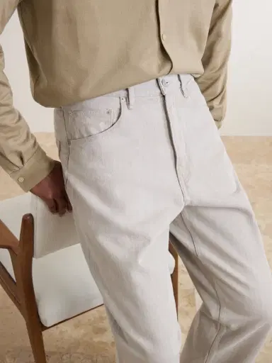 Auralee Wide-Leg Twist Brown Cotton Jeans - Men | Thumbnail 5 Auralee Wide-Leg Twist Brown Cotton Jeans - Men | Thumbnail 5