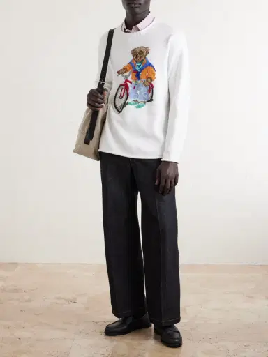 Polo Ralph Lauren Polo Bear-Embroidered Bead-Embellished Knitted Cotton Sweater - Men | Thumbnail 2