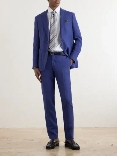 Canali Straight-Leg Linen Suit Trousers - Men | Thumbnail 2