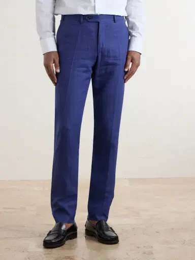 Canali Straight-Leg Linen Suit Trousers - Men | Thumbnail 3