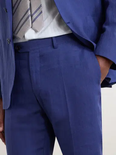 Canali Straight-Leg Linen Suit Trousers - Men | Thumbnail 5