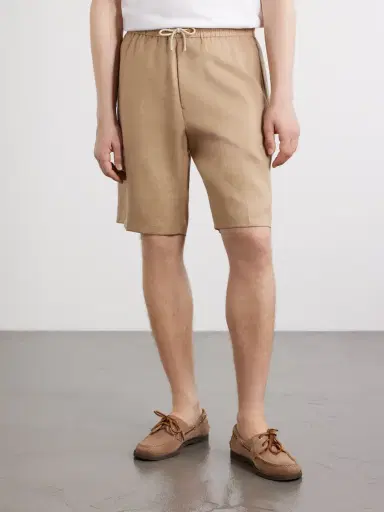 Paul Smith Pleated Linen Drawstring Shorts - Men | Thumbnail 3
