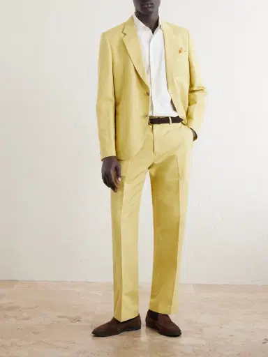 Paul Smith Straight-Leg Cotton and Linen-Blend Suit Trousers - Men | Thumbnail 2