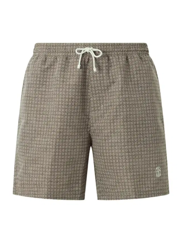 Brunello Cucinelli Straight-Leg Mid-Length Printed Swim Shorts - Men