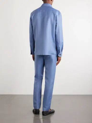 Canali Straight-Leg Wool and Linen-Blend Twill Suit Trousers - Men | Thumbnail 4
