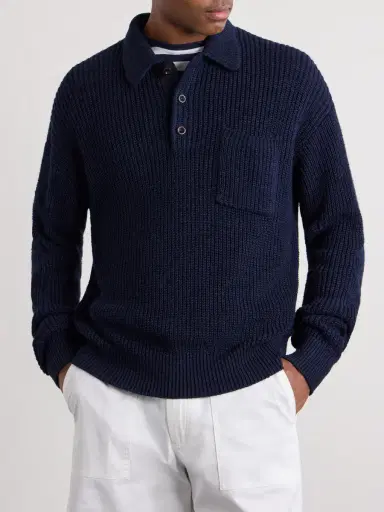Ralph Lauren Purple Label Silk and Linen-Blend Polo Sweater - Men | Thumbnail 3 Ralph Lauren Purple Label Silk and Linen-Blend Polo Sweater - Men | Thumbnail 3