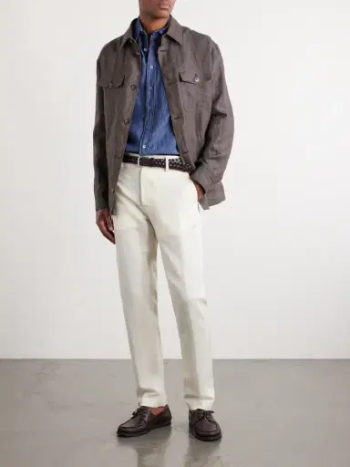 Canali Straight-Leg Wool and Linen-Blend Twill Suit Trousers - Men | Thumbnail 2 Canali Straight-Leg Wool and Linen-Blend Twill Suit Trousers - Men | Thumbnail 2