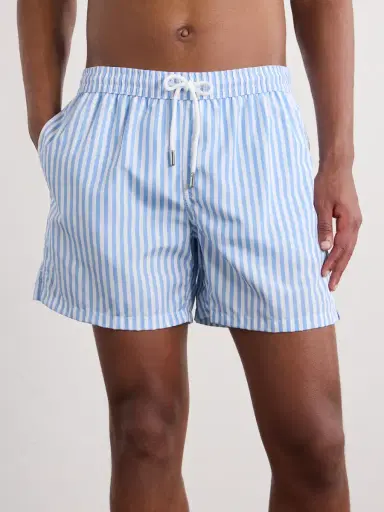 Thom Sweeney Straight-Leg Mid-Length Striped Swim Shorts - Men | Thumbnail 2 Thom Sweeney Straight-Leg Mid-Length Striped Swim Shorts - Men | Thumbnail 2