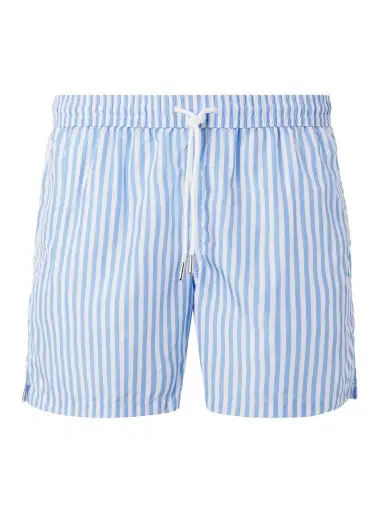 Thom Sweeney Straight-Leg Mid-Length Striped Swim Shorts - Men | Thumbnail 1 Thom Sweeney Straight-Leg Mid-Length Striped Swim Shorts - Men | Thumbnail 1