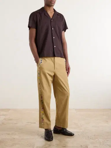 BODE Straight-Leg Cotton Feather Runner Trousers - Men | Thumbnail 2