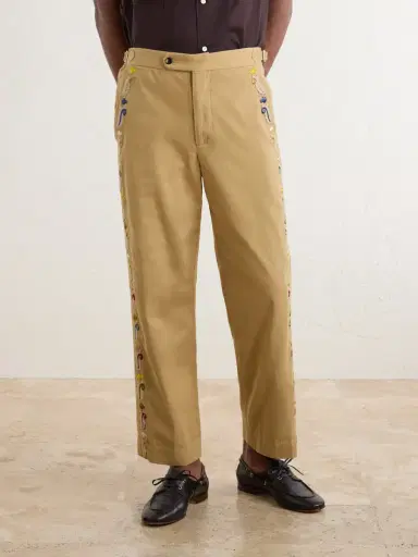 BODE Straight-Leg Cotton Feather Runner Trousers - Men | Thumbnail 3