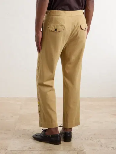 BODE Straight-Leg Cotton Feather Runner Trousers - Men | Thumbnail 4
