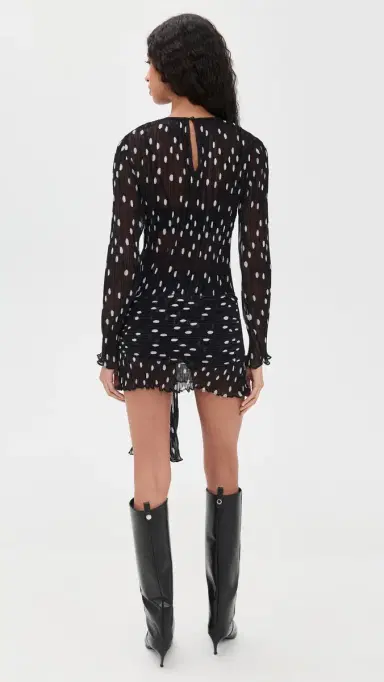 LIONESS Ford Mini Dress Noir Polka | Thumbnail 3 LIONESS Ford Mini Dress Noir Polka | Thumbnail 3