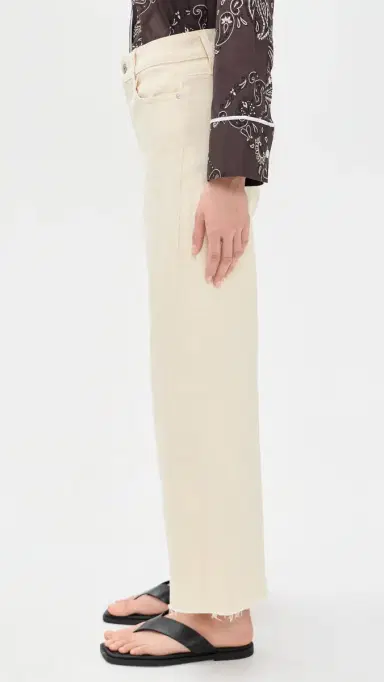 PAIGE Anessa Jeans with Twisted Outseam Panel and Raw Hem Butter Yellow 23 | Thumbnail 4