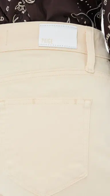PAIGE Anessa Jeans with Twisted Outseam Panel and Raw Hem Butter Yellow 23 | Thumbnail 6
