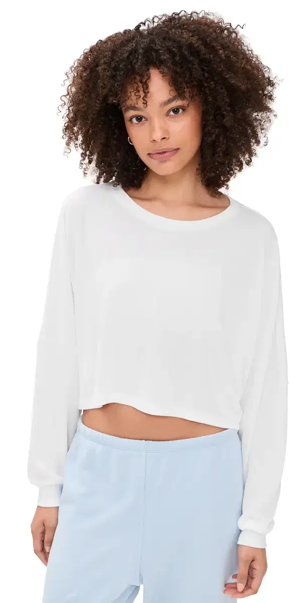 Beyond Yoga Studio uxe Cropped ong Sleeve Tee White