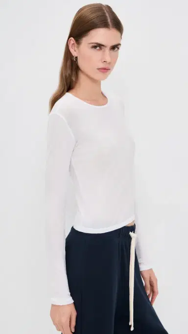 perfectwhitetee Inna French Jersey Long Sleeve Tee White L | Thumbnail 4